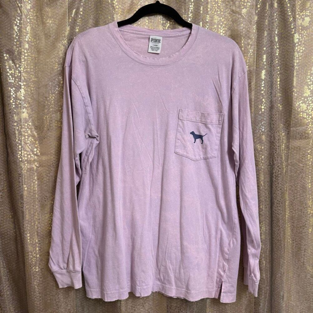 PINK Victorias Secret Lavender Campus Long Sleeve T Shirt Medium